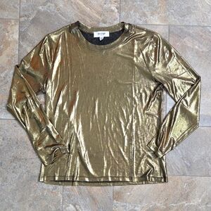 Porridge‎ Clothing Shimmering Gold Long Sleeve Blouse Evening Party Women XL
